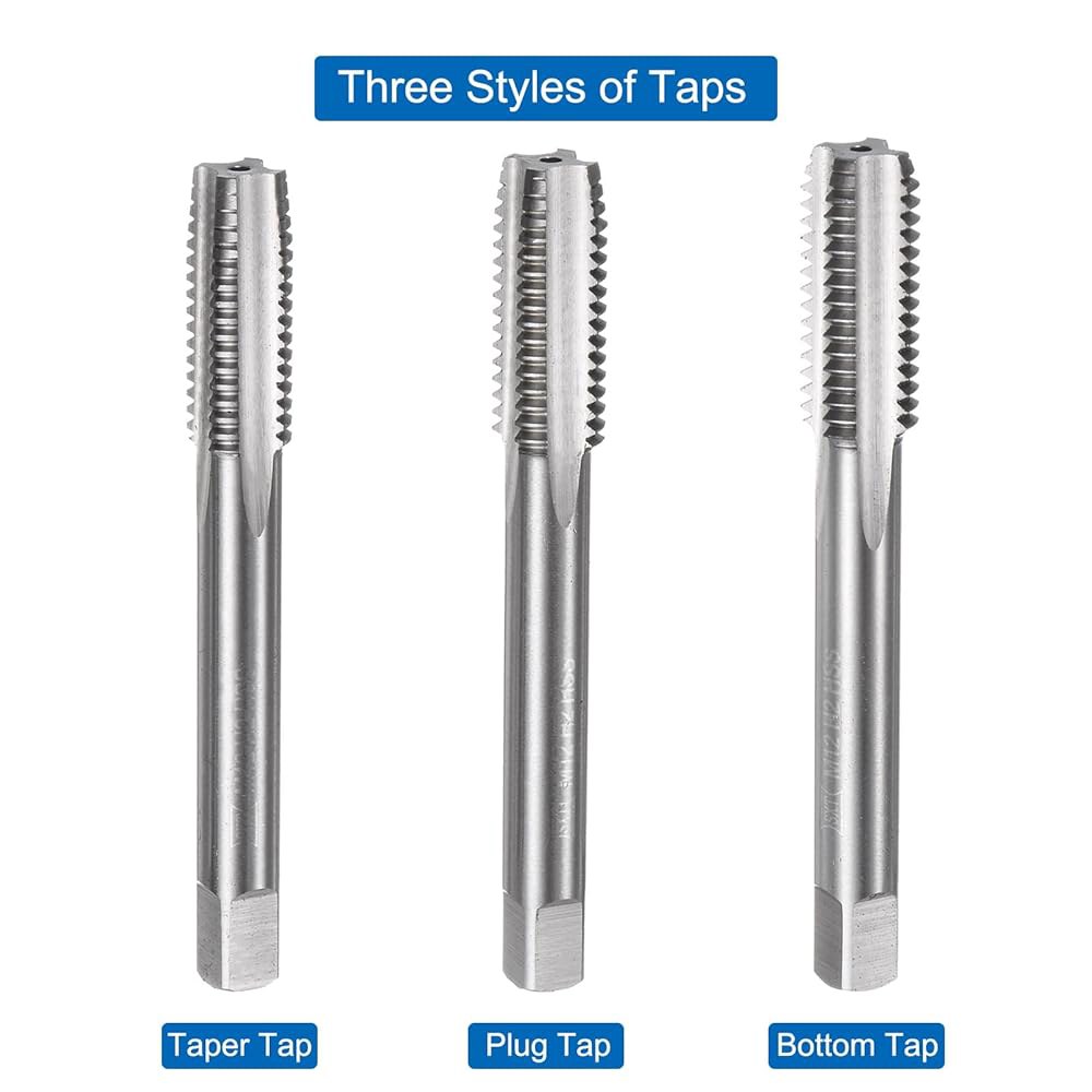 uxcell 3pcs 미터법 핸드 탭 세트, M12 x 1.75 테이퍼/플러그/하단 나사 탭, 고속 스틸 스레드 도구 키트 M12 x 1.75 - 상세 이미지 3