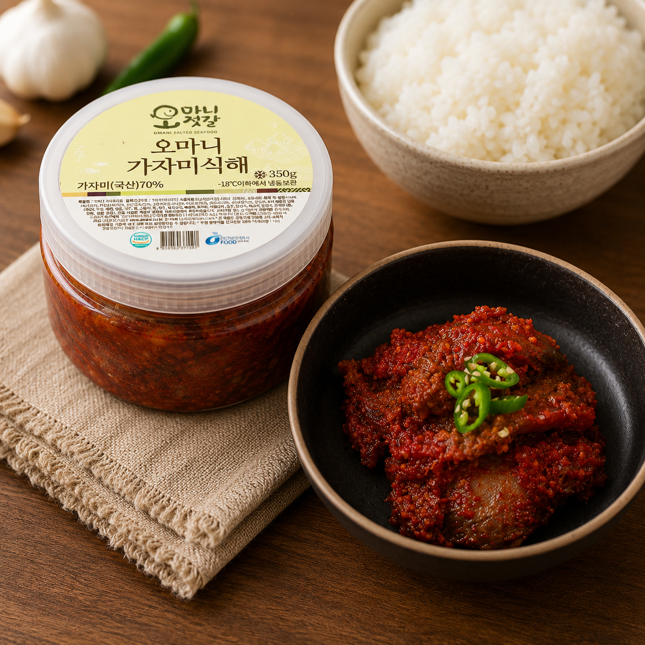 동화푸드 오마니 가자미식해 350g 명태회무침 젓갈 반찬 국내산 - 상품 이미지
