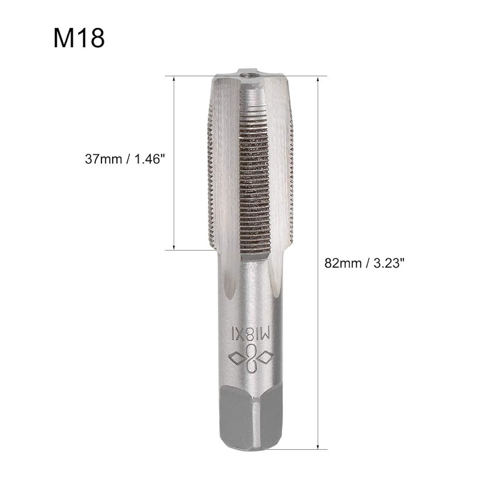 uxcell 메트릭 핸드 탭 M18 스레드 1 피치 4 스트레이트 플루트 H2 합금 공구 스틸 바텀 및 테이퍼 나사 세트 탭핑 1쌍 수리 M18x1 - 상세 이미지 2