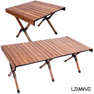 런웨이브 휴대용 캠핑테이블 최대 120cm 캠핑용 접이식 롤 테이블 선반 600, 브라운 - 상세 이미지 2