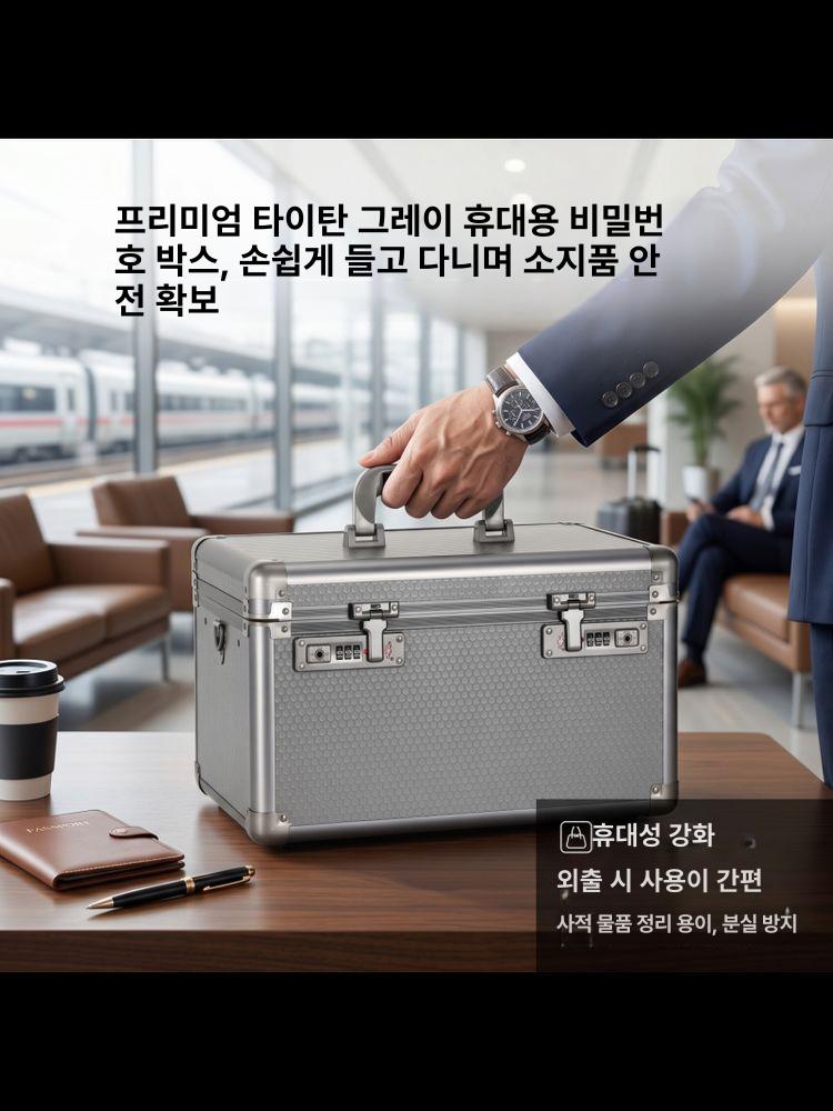 돈가방 007 하드케이스 중형보관상자 중요문서 빈상자 그레이 38x25x23cm 이중 잠금장치 포함 - 상세 이미지 3