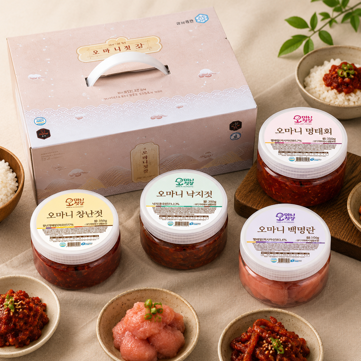 동화푸드 오마니세트2호 명태회,낙지젓,백명란,창난젓 4종젓갈 명태 속초 명장 설 추석 선물 - 상품 이미지