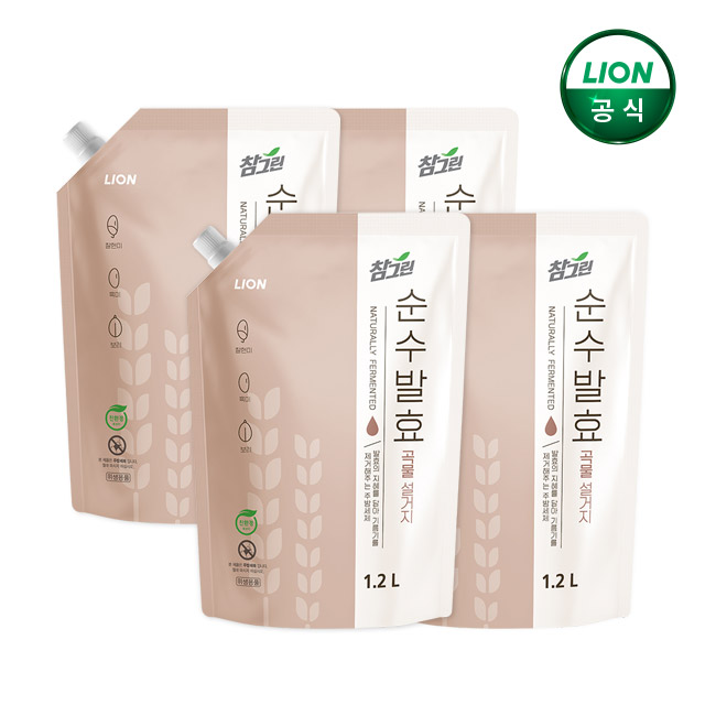 참그린 순수발효 곡물 1.2L x 4개 주방세제/식물성 - 상품 이미지