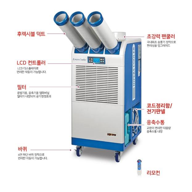 대성하이원 산업용이동식 마트 공사장 현장에어컨 DSC-N9030 3구 22평형 - 상세 이미지 3