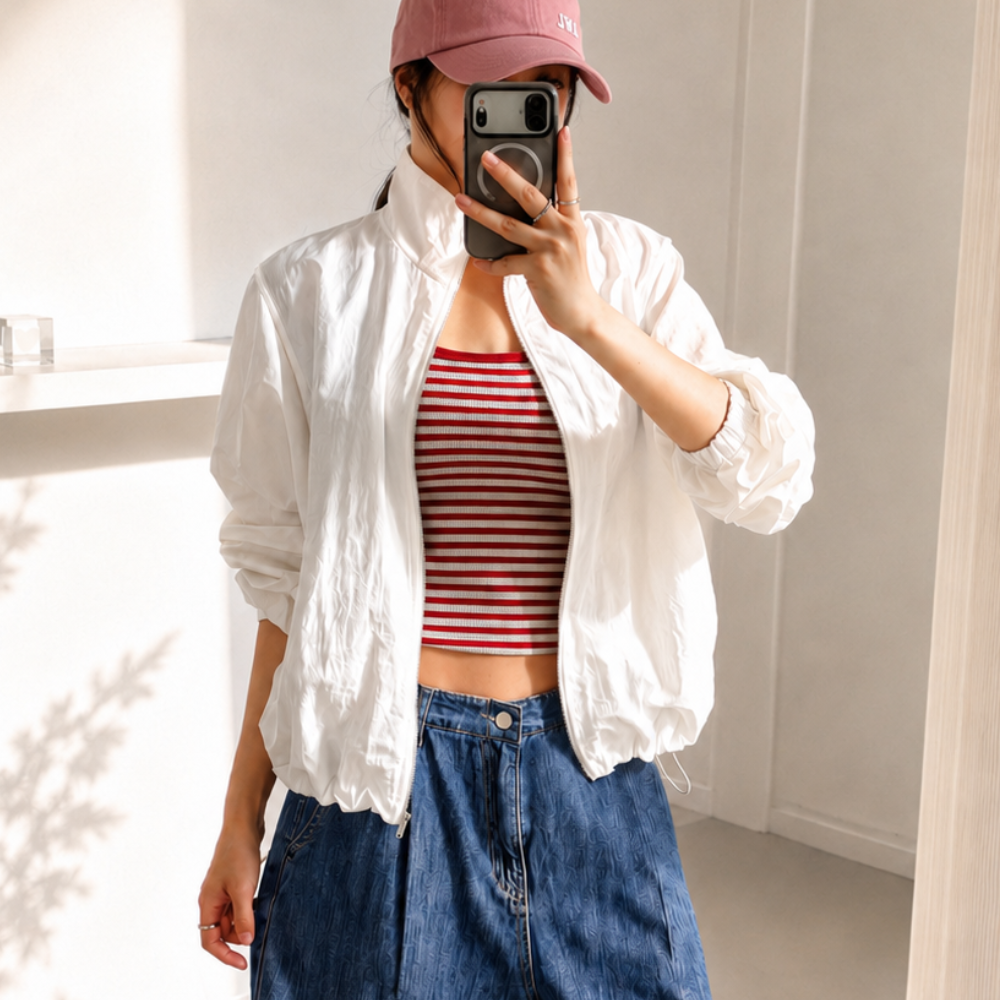 데일리즈 바스락 윈드브레이커 구김없는 경량바람막이 오버핏 여자여름자켓 레인점퍼 자체제작 이미지 8