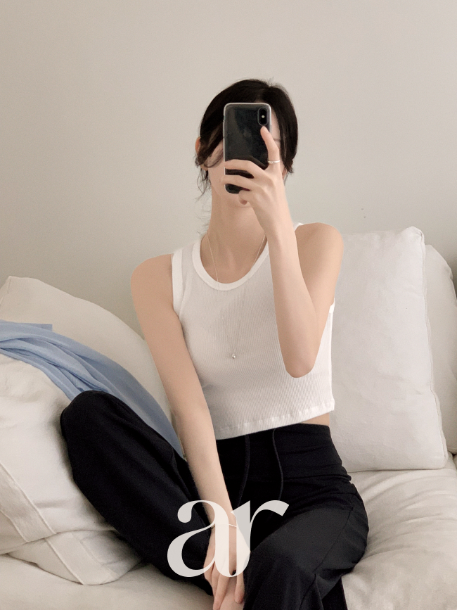(국내제작) 모달 코튼 망고 라운드넥 골지 크롭 나시 ts5026 이미지 6