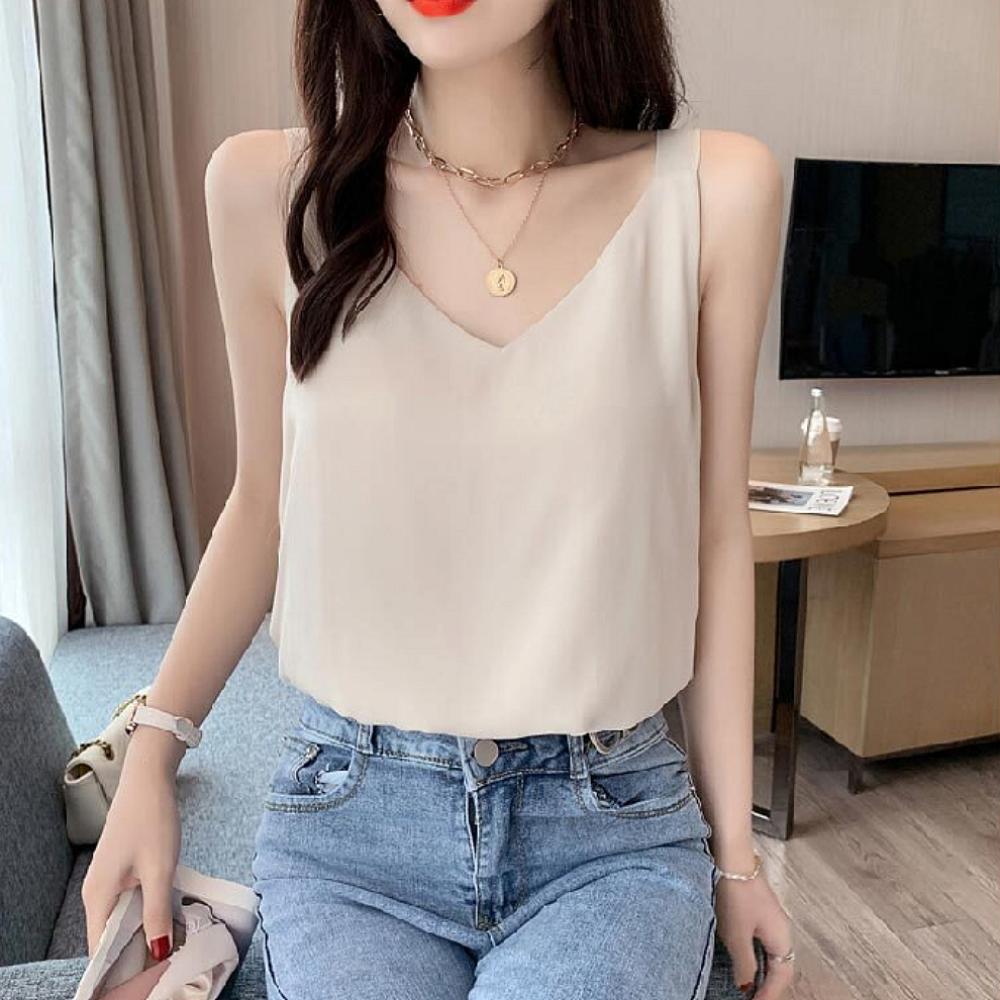 여자 정장나시 셔츠 블라우스 여성 민소매 끈나시 이너웨어 여름 하객룩 이미지 7