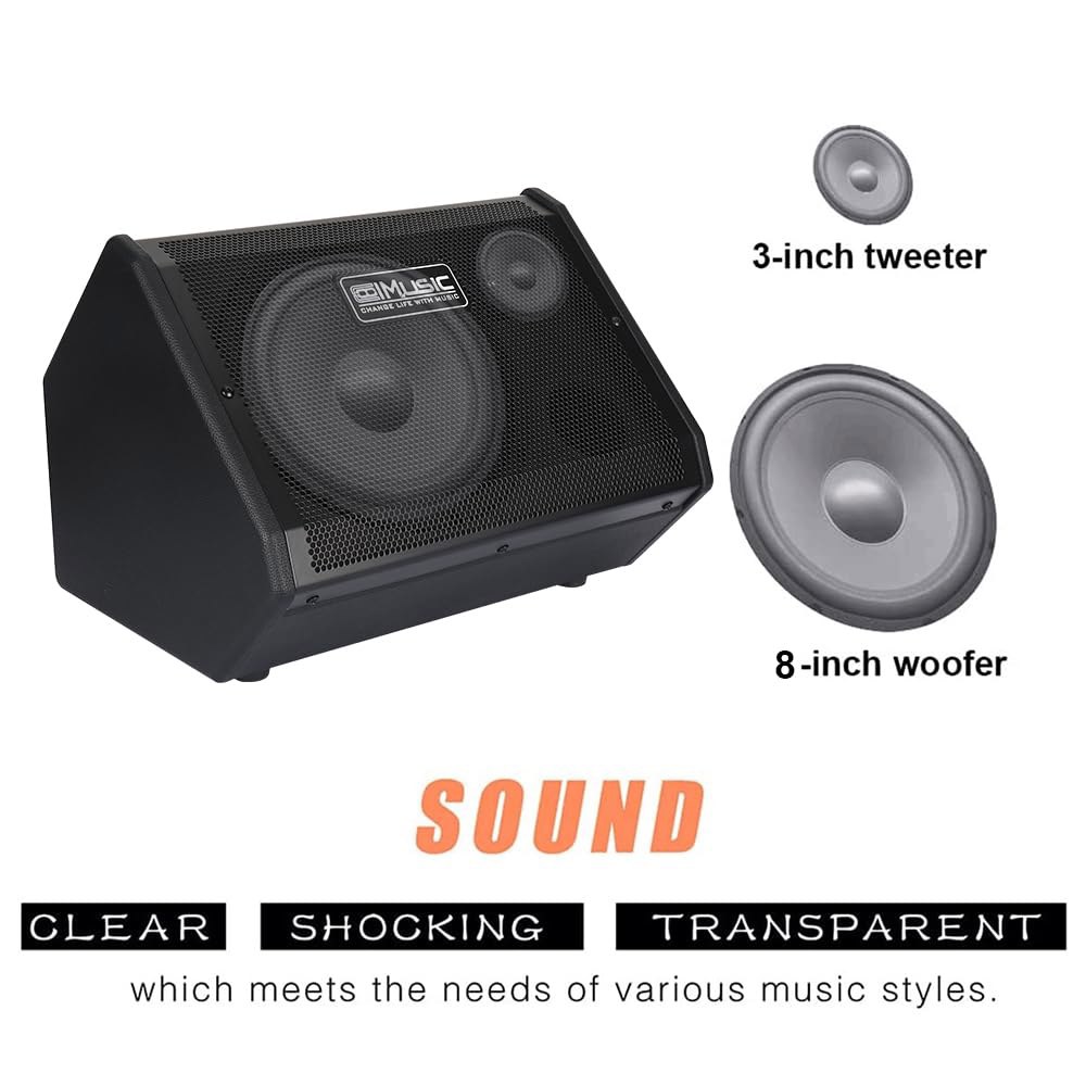 COOLMUSIC 드럼 앰프 50W, 일렉트릭 스피커 키보드 앰프, OTG 녹음, 마이크/라인 입력, 리버브 및 EQ 컨트롤 - 상세 이미지 3