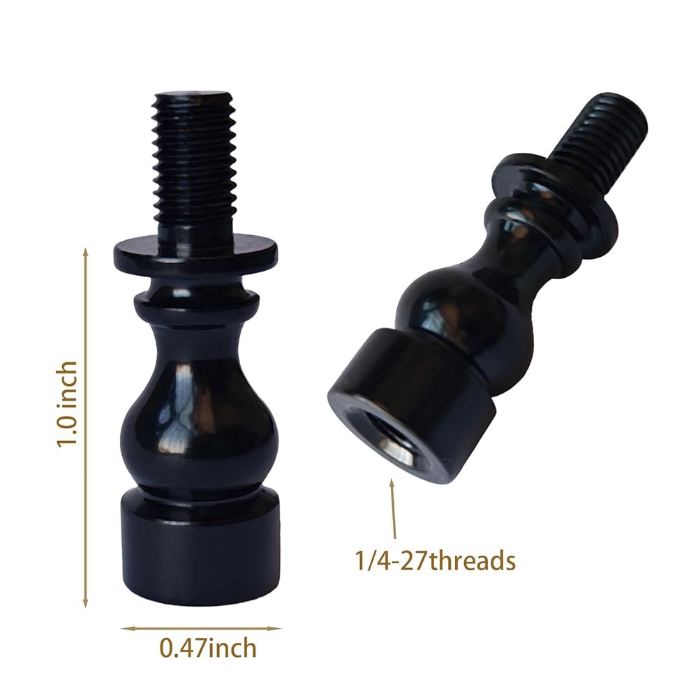 램프 쉐이드 라이저 2PCS 1인치, 블랙 하프 익스텐더, 램프용 나사산 금속 막대 1/4-27개 Black - 상세 이미지 2