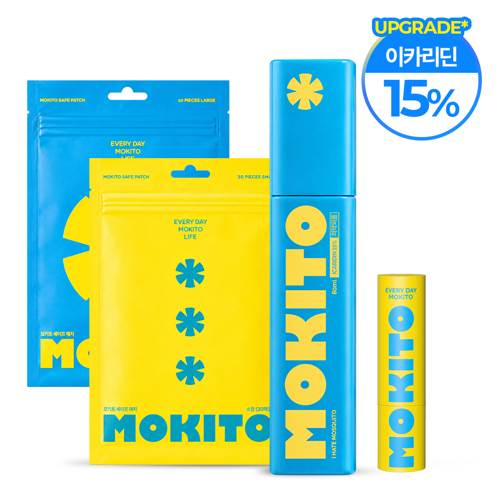 [4종 SET] 모키토 모기기피제+모키밤+세이프패치(스몰+라지) 의약외품 이카리딘 15% 의약외품 임산부 유아 모기퇴치 벌레물린데 가려움 썸머패치 - 상품 이미지