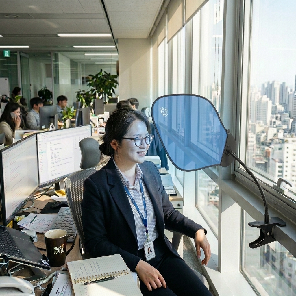 국내배송 사무실 캐노피 나뭇잎 가림막 책상 햇빛 가리개 모니터 에어컨 바람막이 일반 흡착 상품 이미지