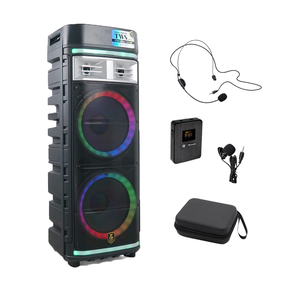 80W 이동식 앰프 버스킹 블루투스 스피커 UHF 무선마이크 세트 CR500NH - 상세 이미지 2