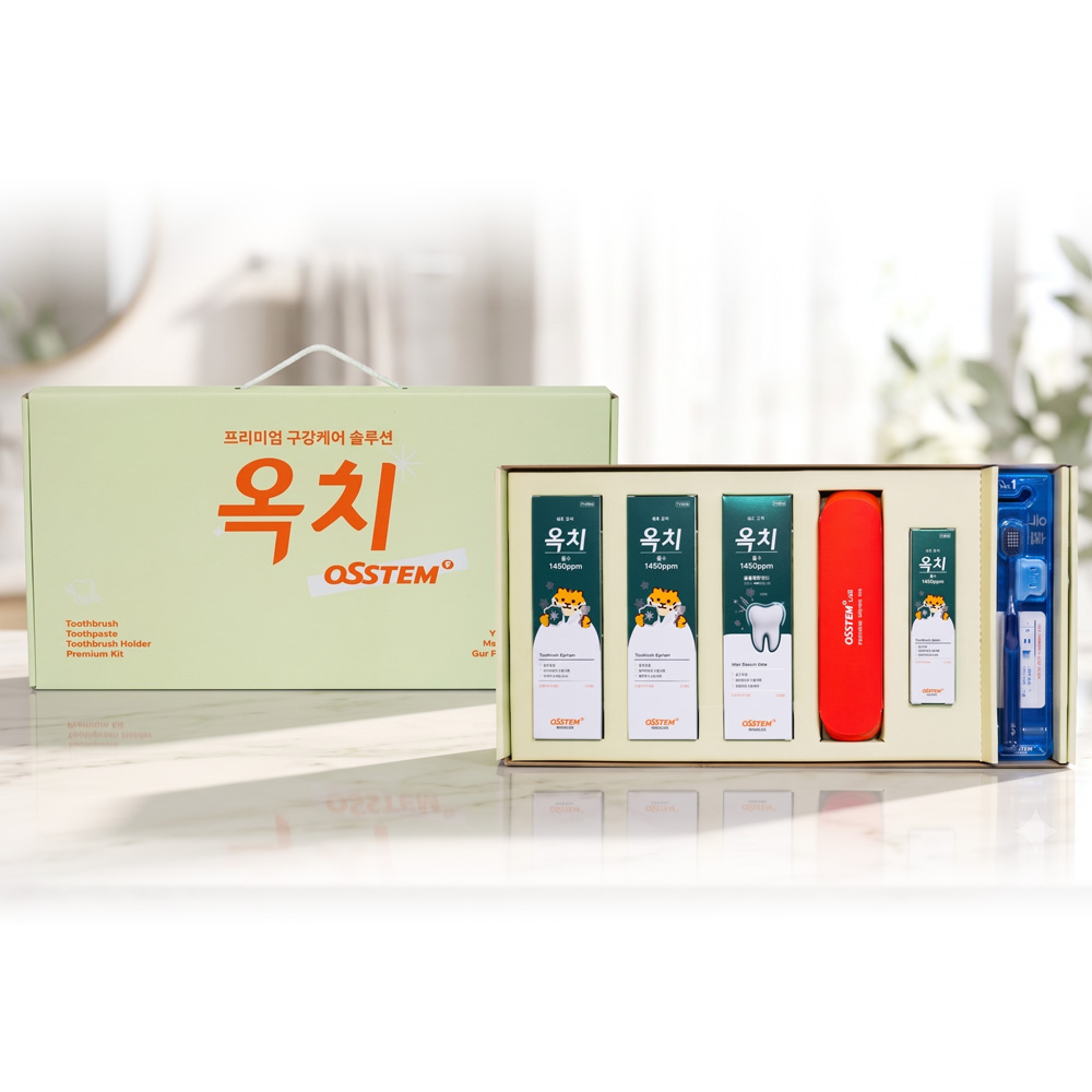 옥치 불소치약 구강관리선물세트 치약4개 칫솔2개 고불소 1450ppm - 상품 이미지