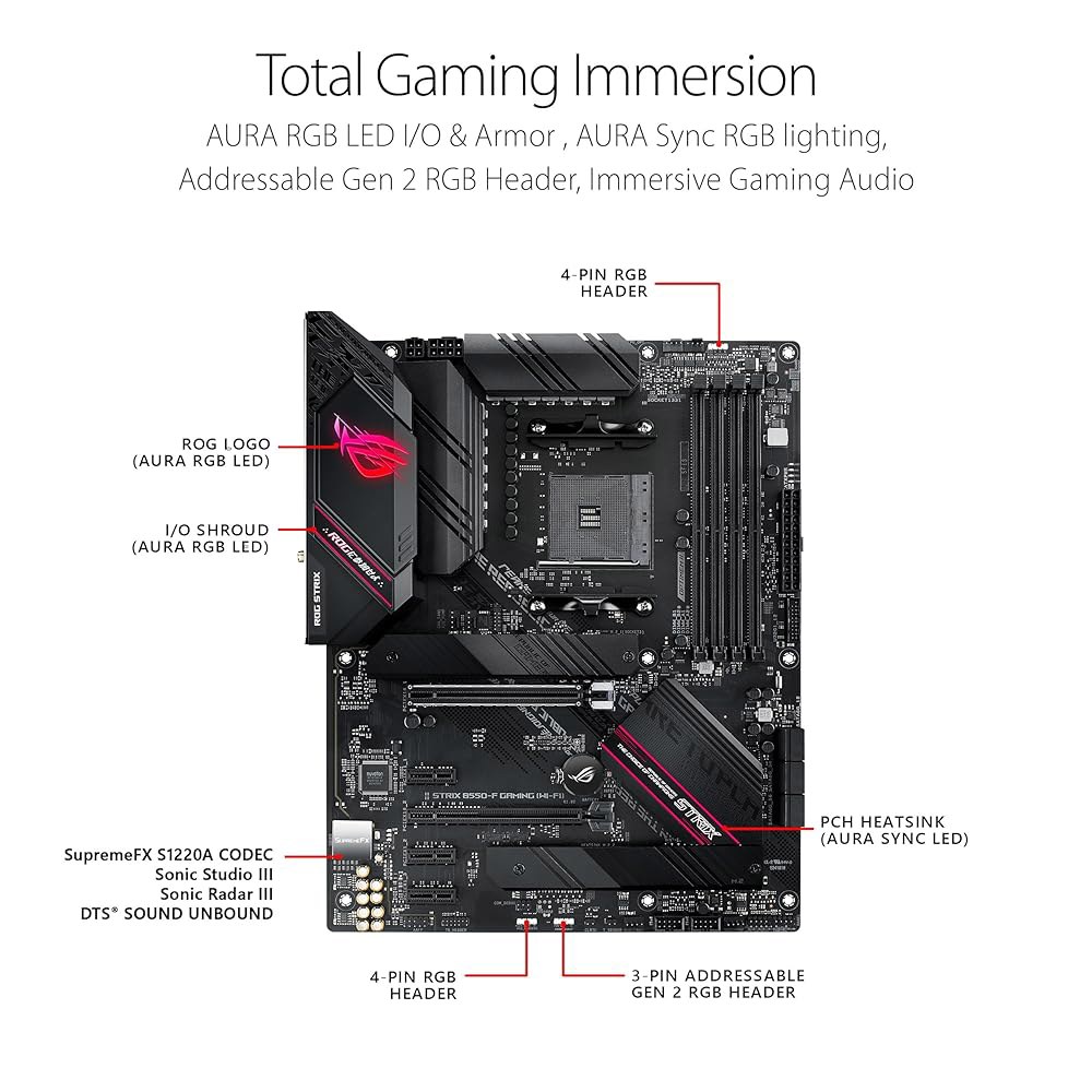 Asus ROG Strix B550-F 게이밍 WiFi II AMD AM4(3세대 라이젠) ATX 마더보드(PCIe 4.0, 6E, 2.5Gb LAN, BIOS 플래시백, HDMI - 상세 이미지 2