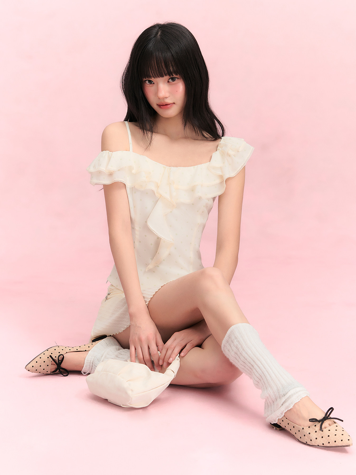 Weekendhub 레이스블라우스 프릴 오프숄더 탑 여성 여름 쉬폰 블라우스 - 상세 이미지 2