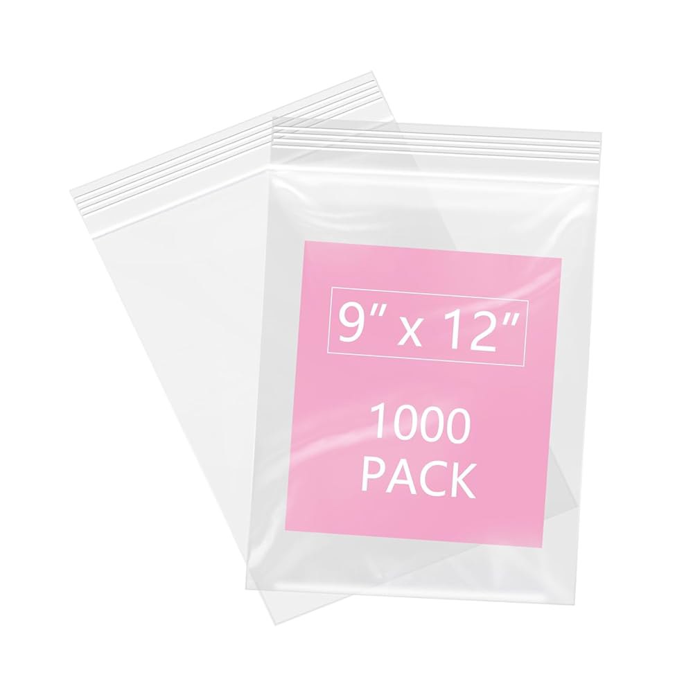 iMailer - 1000개 9인치 x 12인치 투명 지퍼백 A4용 접이식 플라스틱 지퍼 폴리백, 편지 크기 문서, 의류 3 x 5 - 상품 이미지