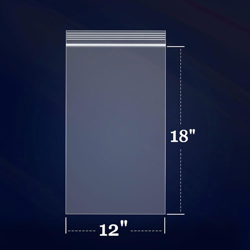 iMailer - 1000 카운트 12인치 x 18인치 대형 지퍼백 보관, 의류, 티셔츠, 바지용 투명 접이식 지퍼 플라스틱 폴리백 3 x 3 - 상세 이미지 2