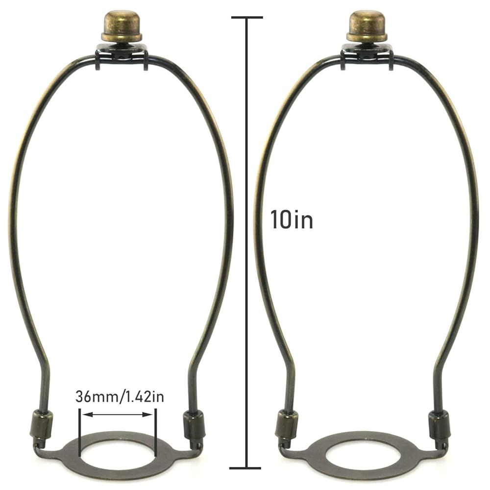 JJHXSM 램프 그늘 브래킷 2PCS 앤티크 황동 하프 홀더, E26 UNO 라이트 베이스 및 Finial 부품 10인치 10 Inch - 상세 이미지 2