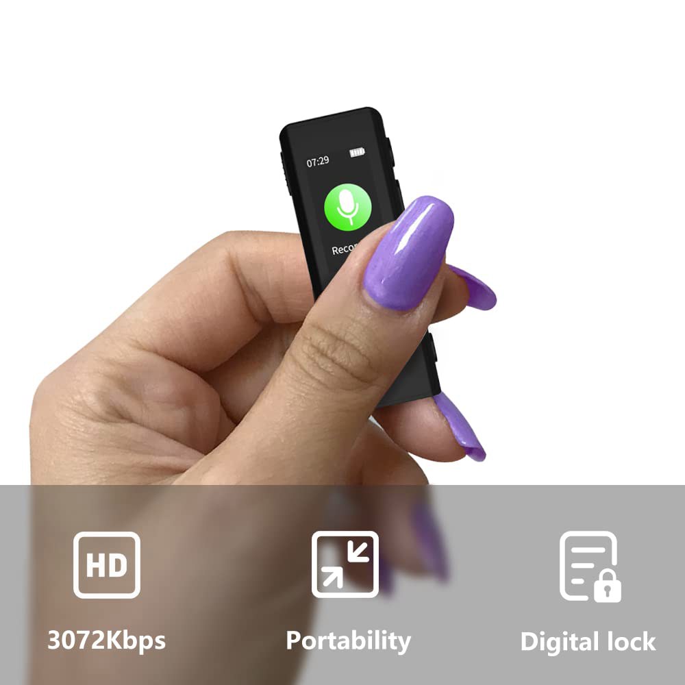 64GB 라발리에 레코더 - 회의/강의/인터뷰에 이상적인 재생 디지털 음성 레코더로 녹음하기 USB, MP3 오디오 녹음 장치를 갖춘 비밀번호 보호 휴대용 미니 64G - 상세 이미지 2