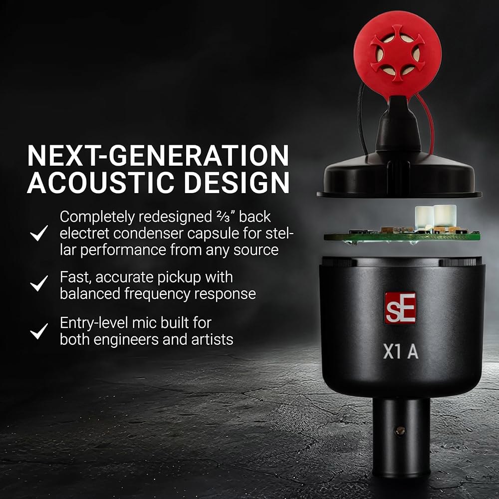 SE Electronics X1 100Hz 필터와 -20dB 패드가 장착된 대형 다이어프램 콘덴서 마이크 - 노래 및 악기용 XLR 녹음 팟캐스트용 전문 스튜디오 1 X1 A - 상세 이미지 3