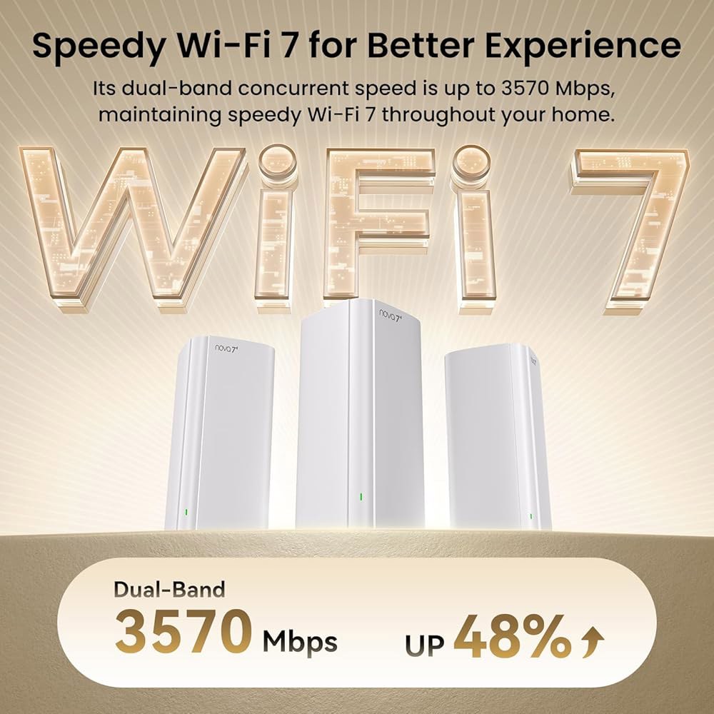 텐다 WiFi 7 메시 시스템 BE3600 u2013 듀얼 밴드 가정용 시스템, 최대 6,600 평방 피트까지 커버 가능, 1 2.5G, 2 1G 포트를 갖춘 네트워크, 160개 - 상세 이미지 3