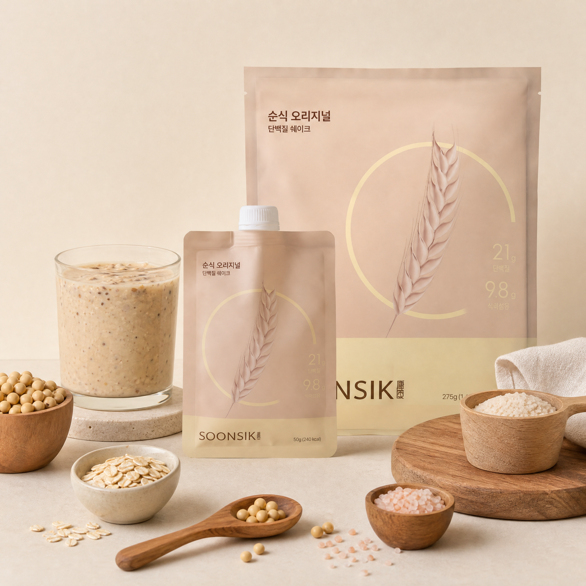 순식랩 오리지널 파주 장단콩 단백질쉐이크 파우치 식물성단백질 포만감높은 55g, 30개 - 상품 이미지