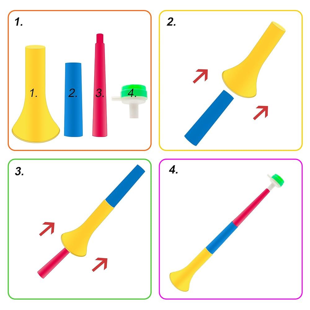 6 PCS 플라스틱 접이식 스타디움 혼, 에어 스포츠 이벤트용 소음 발생기 미식축구 경기 졸업식 파티 장식 용품 (랜덤 색상 매칭) - 상세 이미지 3