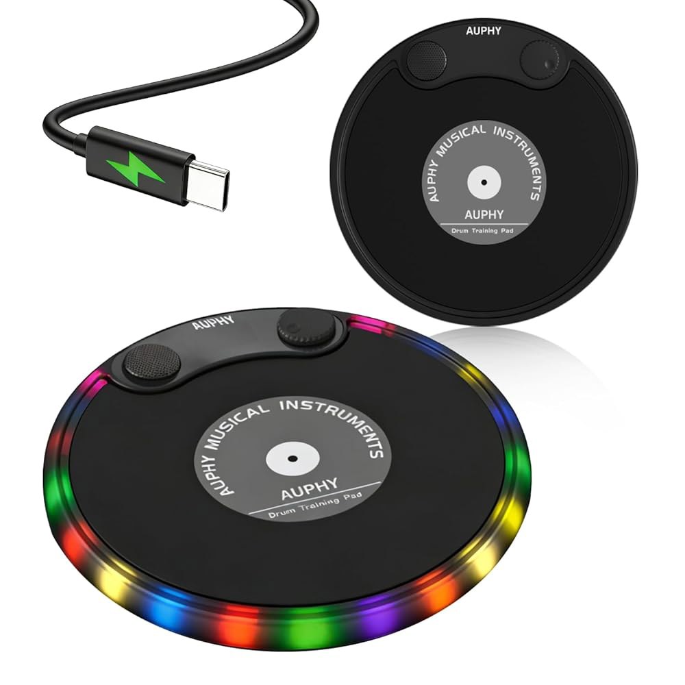 5가지 모드의 LED 드럼 연습 패드, 블루투스 스피커, 헤드폰 잭 및 내장 메트로놈, 초보자를 위한 휴대용 조용한 전기 세트, 드러머를 이상적인 선물 - 상품 이미지