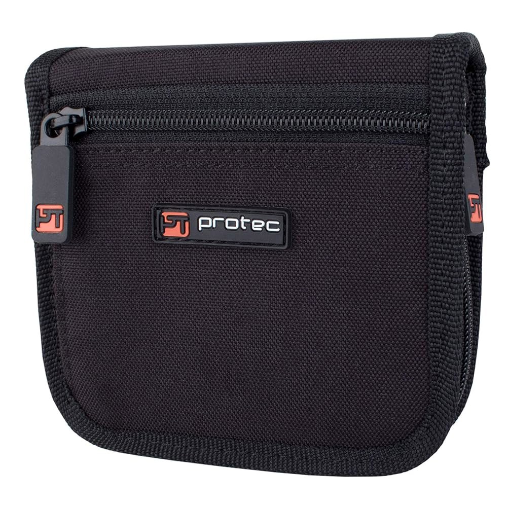 지퍼 잠금 기능이 있는 Pro Tec A211ZIP 더블 튜바 마우스피스 파우치 Black - 상품 이미지