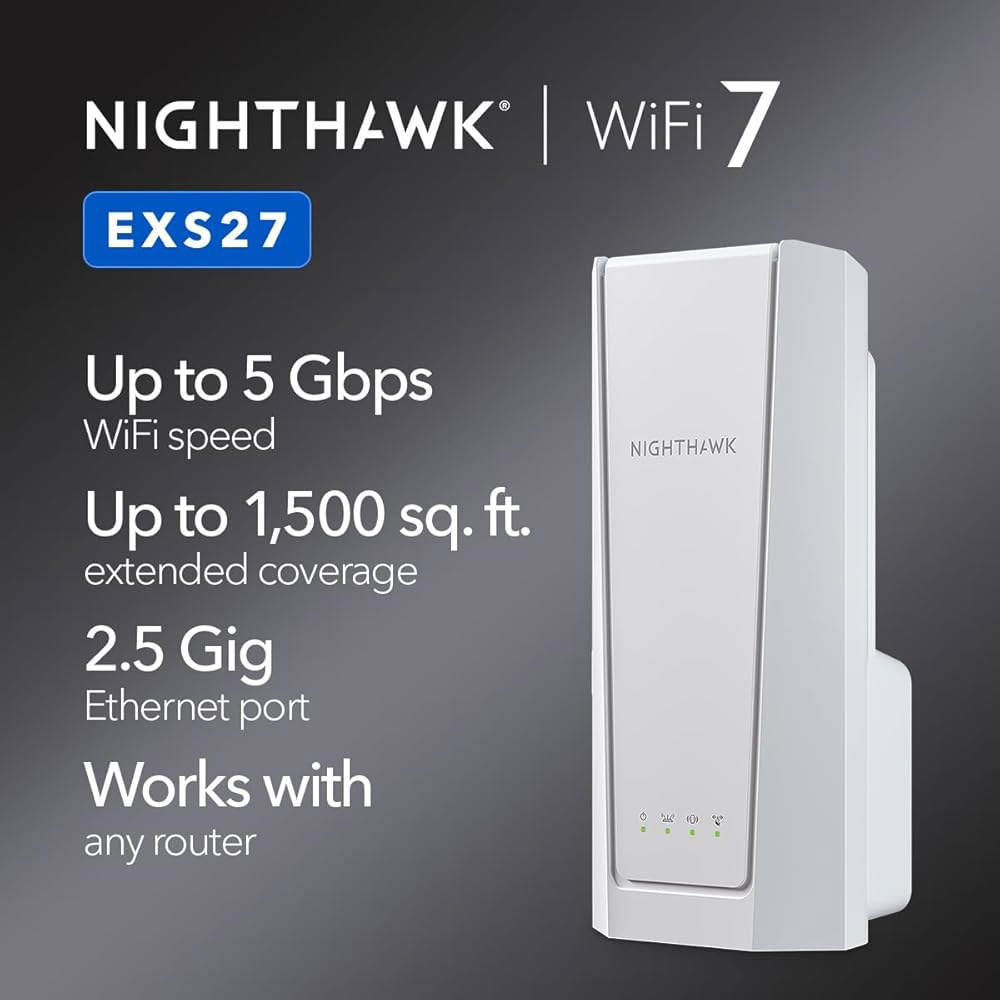 넷기어 WiFi 7 레인지 익스텐더(EXS27) u2013 최대 1,500평방피트 및 BE5000 듀얼 밴드 무선 신호 부스터 중계기(최대 5Gbps 속도), WPA3 , 스마트 - 상세 이미지 2