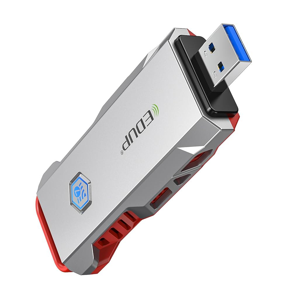 PC용 EDUP USB WiFi 7 어댑터, 3.0 동글 BE6500Mbps, 트라이밴드 6GHz / 5GHz 2.4GHz 무선 네트워크 게임용 카드, Windows 11 및 Li - 상품 이미지