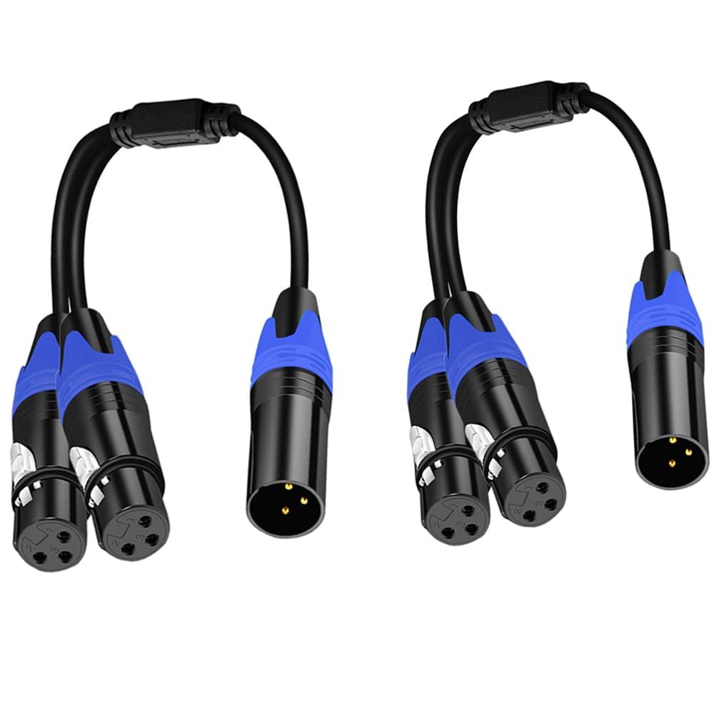 남성부터 여성까지 XLR Y 스플리터 마이크 케이블 1개, (11.8인치/2팩) 3핀 듀얼 밸런스 오디오 스테레오 마이크부터 L & R 트랙까지 1ft-1Pack - 상품 이미지