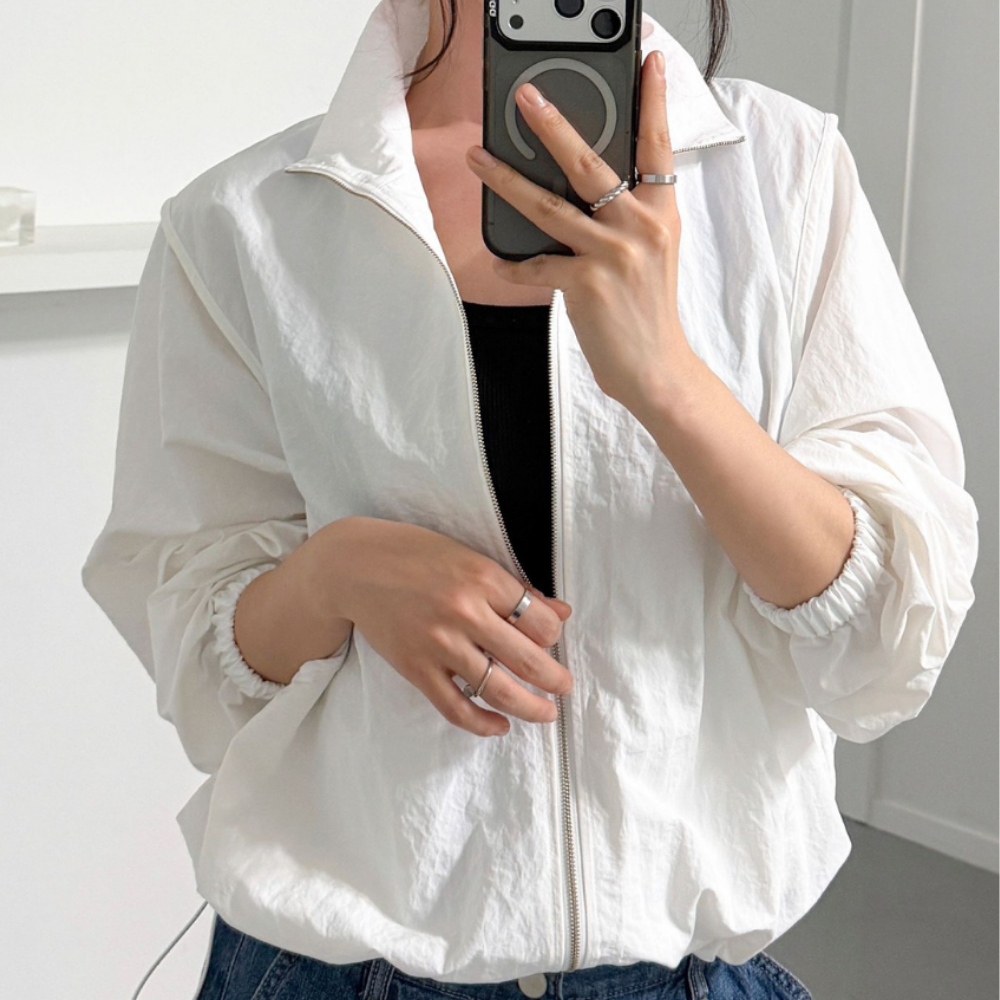 데일리즈 바스락 윈드브레이커 구김없는 경량바람막이 오버핏 여자여름자켓 레인점퍼 자체제작 - 상세 이미지 3