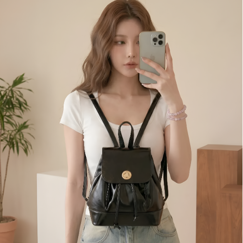 글로스 복조리 미니 백팩 미니가방 숄더겸용 하객룩 데이트 이미지 6