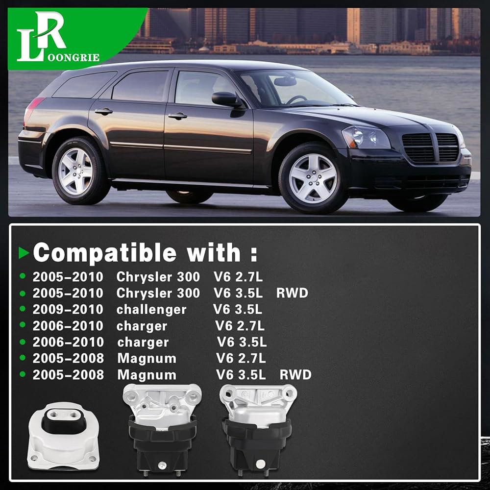엔진 모터 마운트 키트 2005-2010 크라이슬러 300 2.7L 3.5L 및 2006-2010 충전기 매그넘 2005-2008 2009-2010 챌린저 엔진, Replace# - 상세 이미지 2