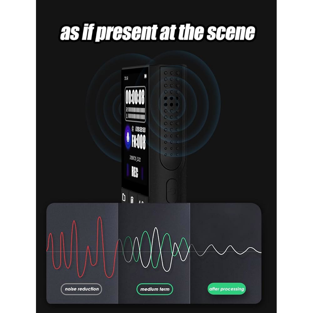 64GB Jaswill 디지털 음성 녹음기(재생 가능한 롱 배터리 2인치 화면 MP3 오디오 녹음), 회의 강의 및 활성화를 위한 인터뷰용 휴대용 USB 녹음 장치 - 상세 이미지 3