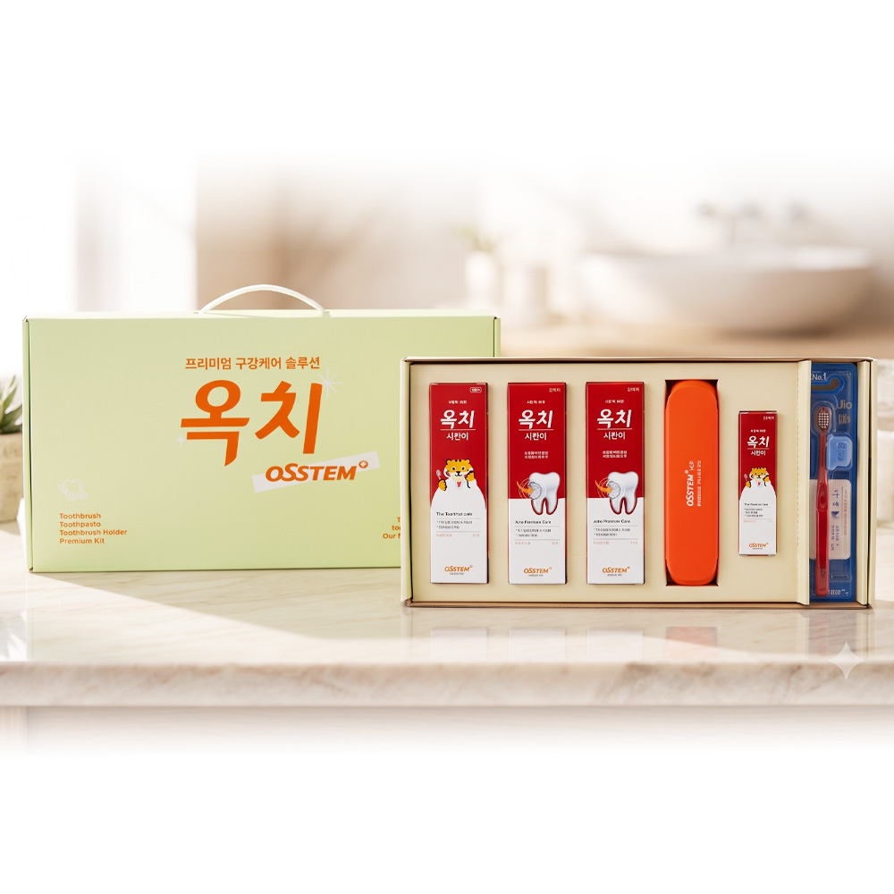 오스템 옥치 시린이치약 선물세트 치약4개 칫솔2개 시린이전용 - 상품 이미지