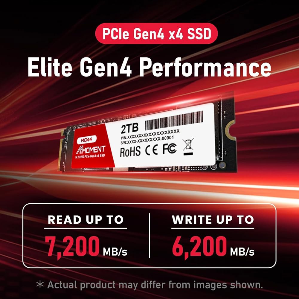 MMOMENT MG44 2TB NVMe PCIe 4.0 내장 SSD, 최대 7200MB/s 읽기, 6200MB/s 쓰기 M.2 2280 스토리지 PC 솔리드 스테이트 드라이브 노트 - 상세 이미지 2