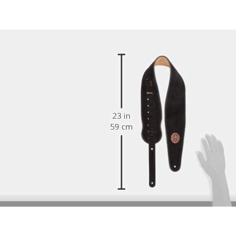레비 가죽 4인치 스웨이드 베이스 기타 스트랩 블랙 파이핑, (MSS3-4-BLK) Black - 상세 이미지 2