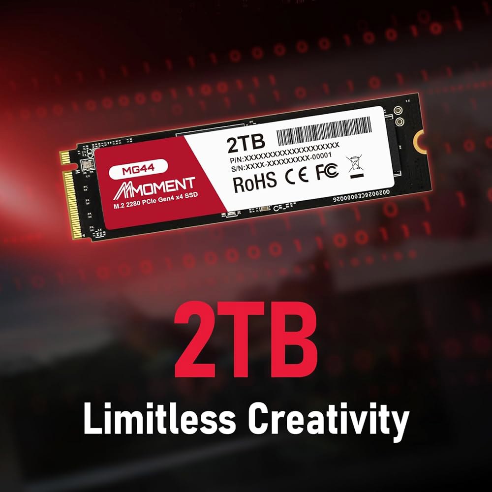 MMOMENT MG44 2TB NVMe PCIe 4.0 내장 SSD, 최대 7200MB/s 읽기, 6200MB/s 쓰기 M.2 2280 스토리지 PC 솔리드 스테이트 드라이브 노트 - 상세 이미지 3