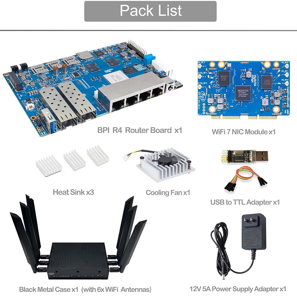 Banana Pi BPI-R4 WiFi 7 무선 듀얼 밴드 라우터 보드 OpenWRT, MediaTek MT7988A(Filogic 880) SoC, NAS 스마트 홈 게이트웨이용 - 상세 이미지 2