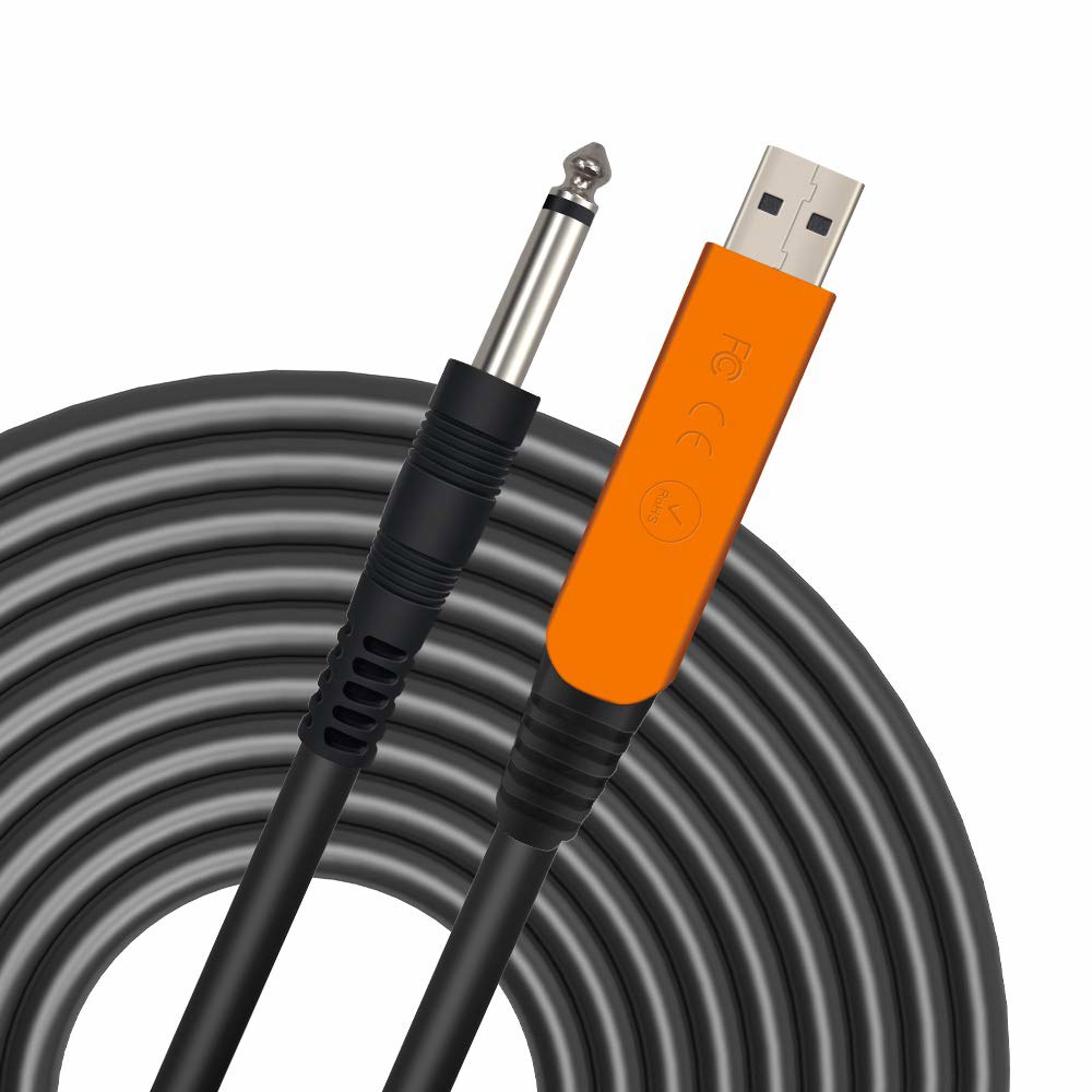 예스퓨어 USB 기타 케이블 10피트, 인터페이스 남성부터 6.35mm 1/4인치 금도금 TS 모노 플러그, PC, Mac, Xbox, PS4, PS3, PS2와 호환되는 녹음 - 상품 이미지