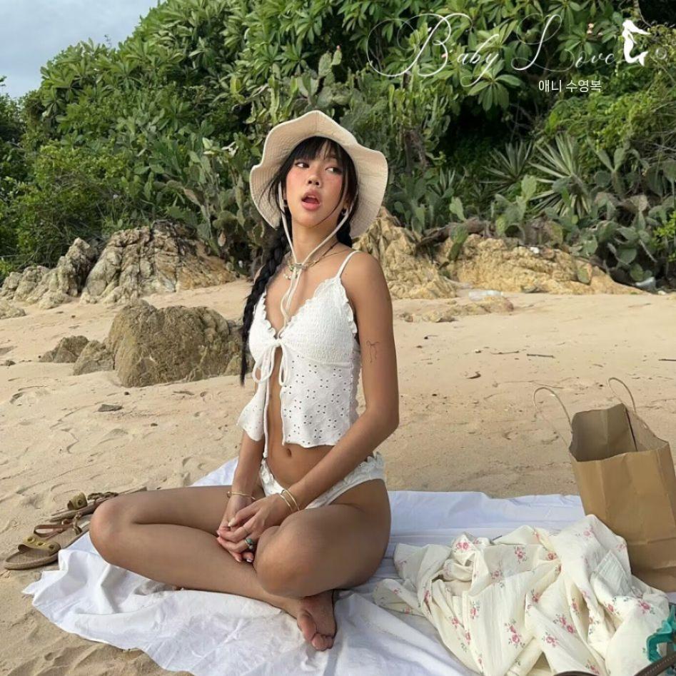 뱃살가리는 원피스 워터파크 호캉스 체형커버 온천 패션수영복 투피스 여자 탄탄이 비키니 세트 화이트 M - 상세 이미지 3