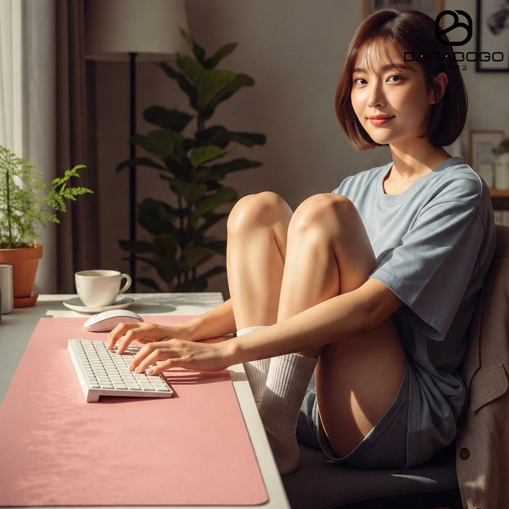 바라보고 프리미엄 가죽 데스크매트 장패드 키보드 마우스패드 - 상품 이미지