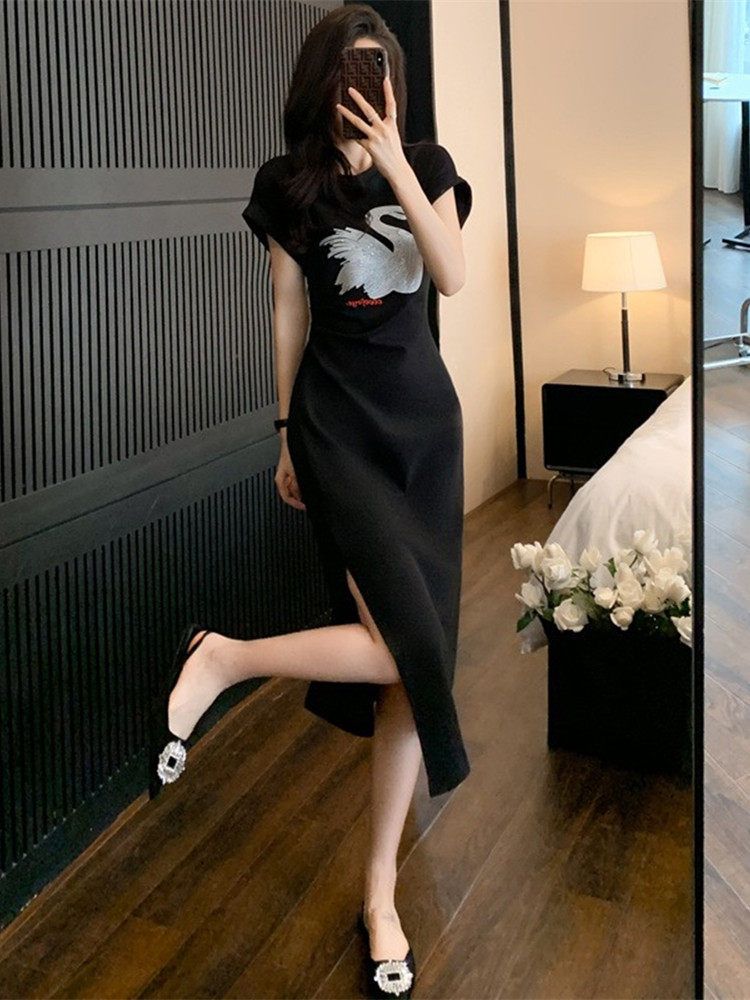 분홍 롱치마 무릎길이 롱청치마 발목길이 의상 청치마코디 여성용 롱스커트 여름 캐주얼 가을 - 상세 이미지 3