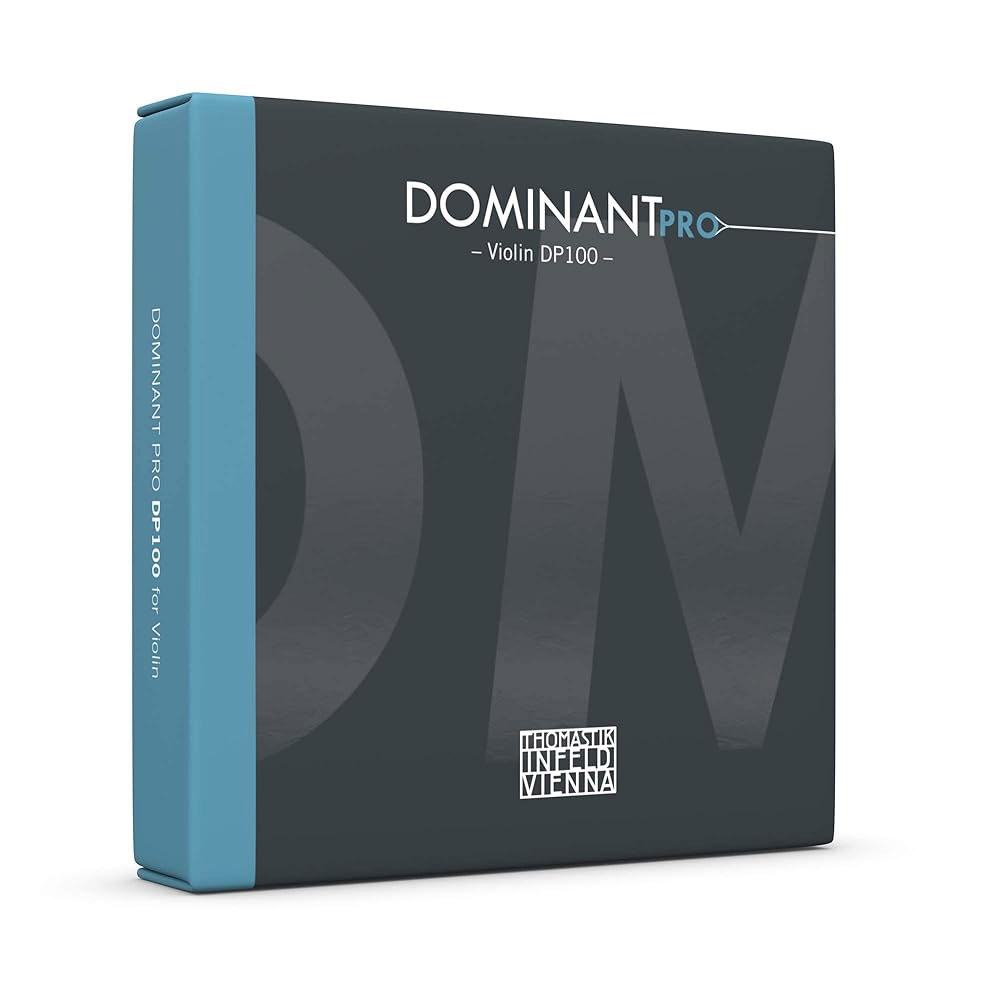 토마스틱-인펠트 도미넌트 프로 바이올린 현 DP100, 고급 바이올리니스트를 위한 4/4 합성 코어 세트 - 주석 도금 E, 알루미늄 A, 실버 강력하고 넓은 사운드 컬러와 균형 - 상품 이미지