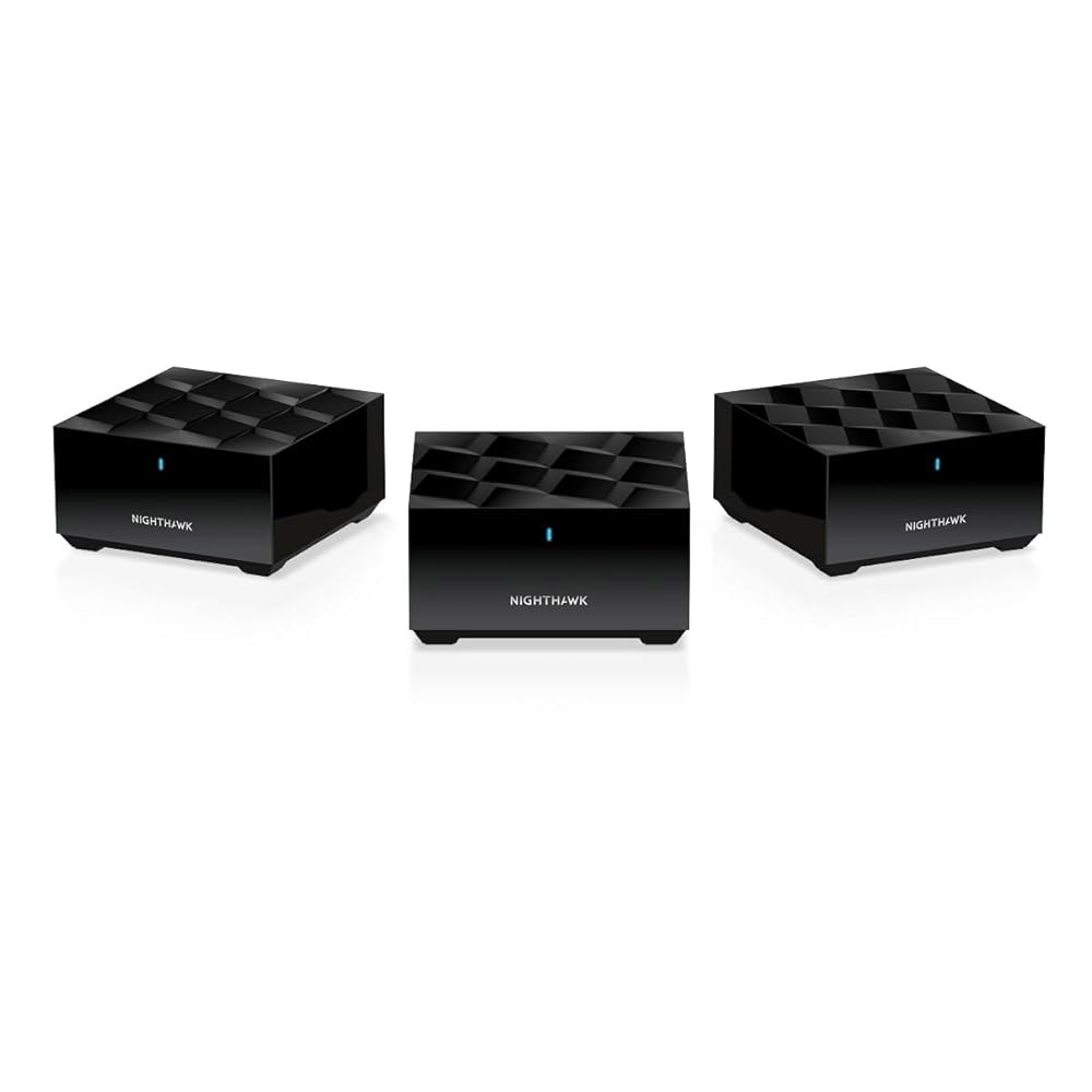 NETGEAR 나이트호크 어드밴스드 홀 홈 메시 WiFi 6 시스템(MK63S), 무료 장갑 u2013 AX1800 라우터, 위성 익스텐더 2개 포함, 최대 4,500평방피트 - - 상품 이미지