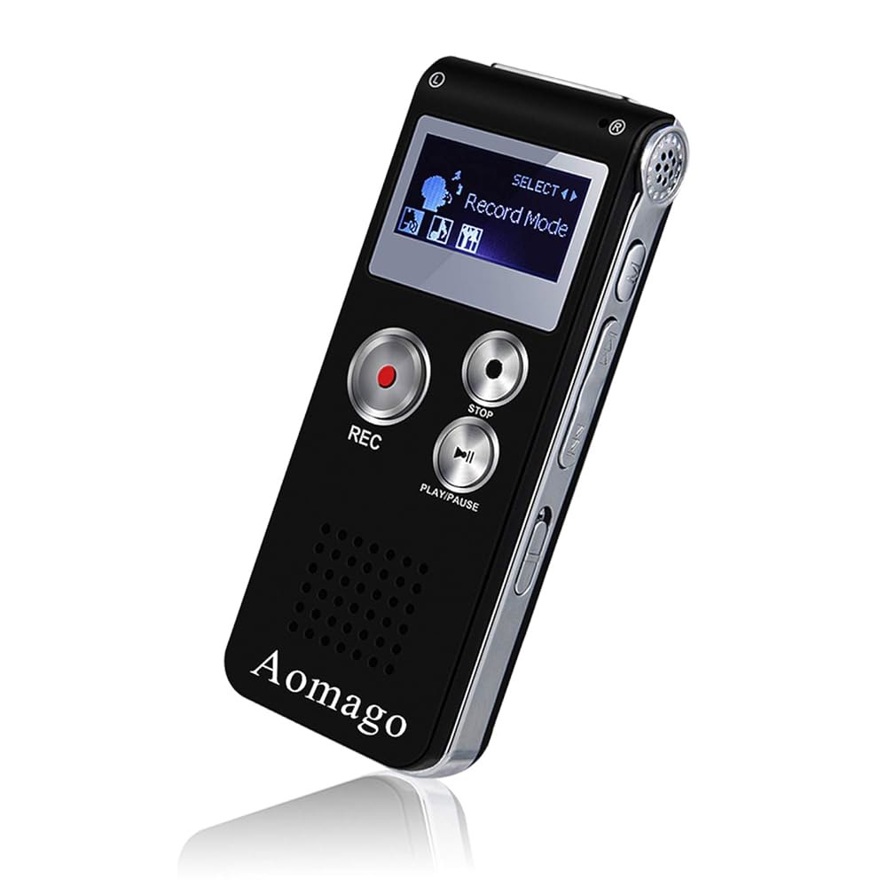 강의, 회의, 인터뷰를 위한 64GB 디지털 음성 녹음기 활성화 녹음기, 재생, USB, MP3가 포함된 Aomago 오디오 미니 휴대용 테이프 딕타폰 - 상품 이미지