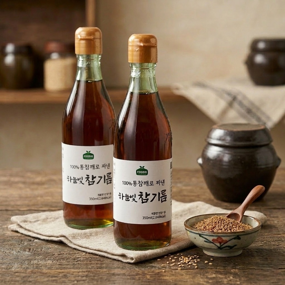 100% 통참깨 진하고 고소한 하늘빛 참기름 350ml+350ml - 상품 이미지