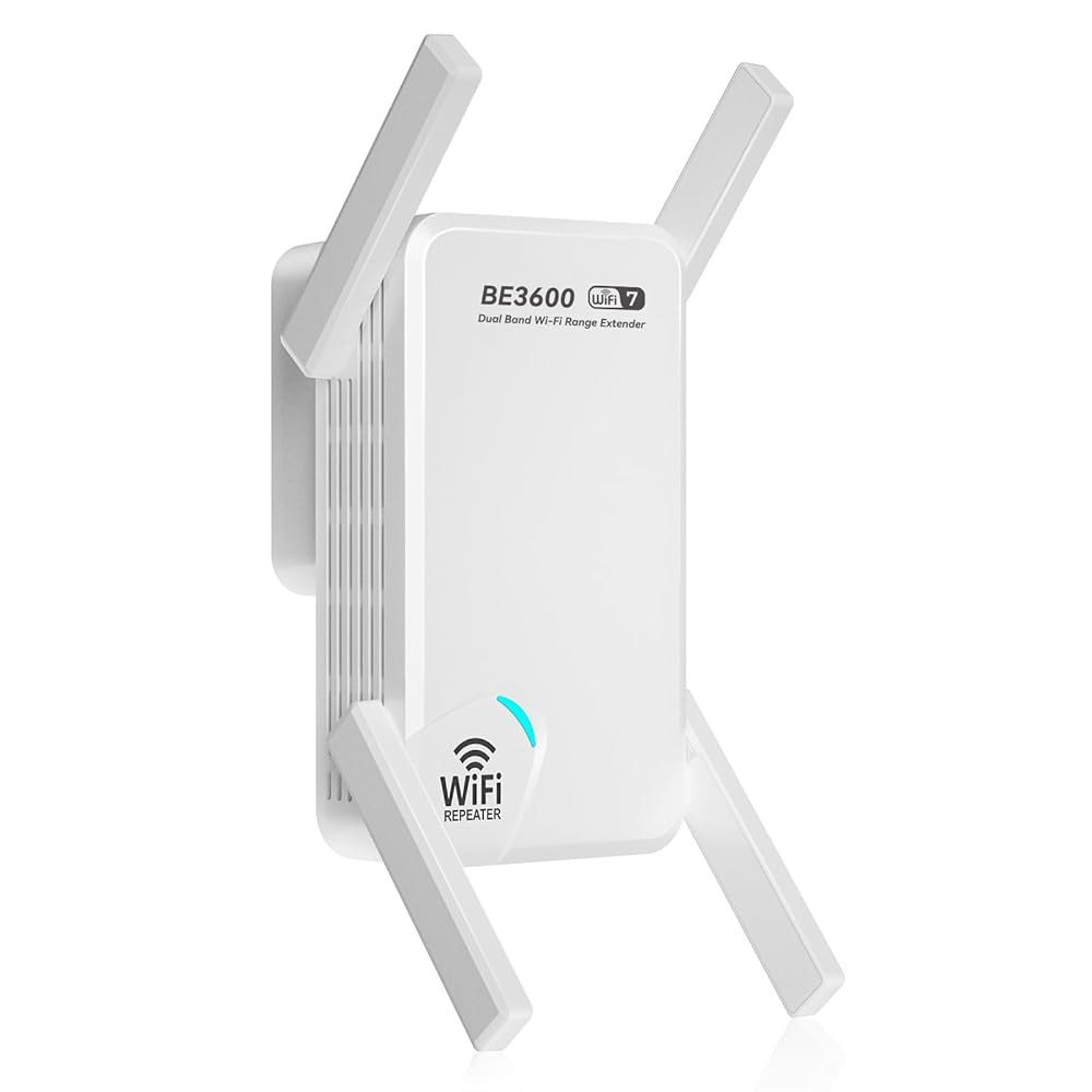 (BE3600) 가정용 WiFi 7 Extender 신호 부스터, 3.6Gbps 듀얼 밴드 인터넷 익스텐더 최대 2500제곱피트 및 75개 디바이스 범위, MLO, 4K/8K 스트 - 상품 이미지